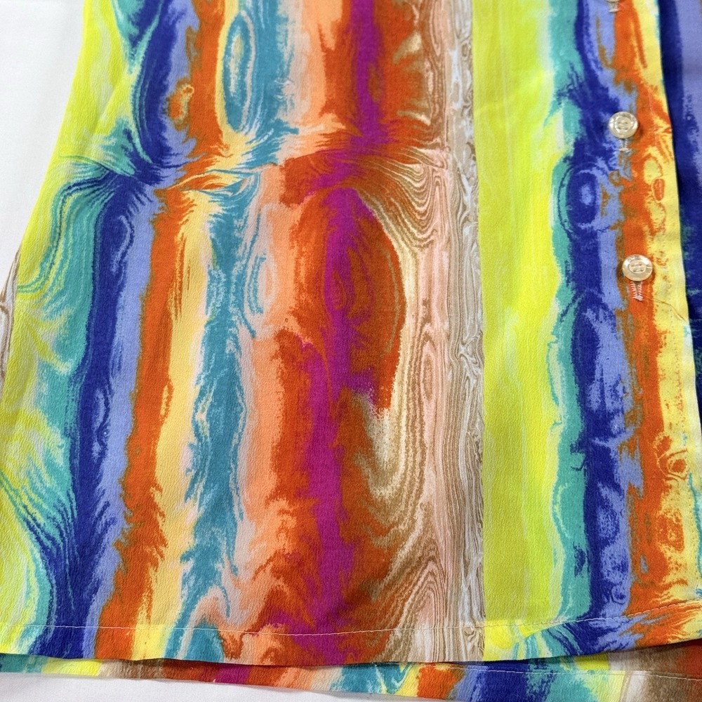 Vintage 70s John Meyer Psychedelic Abstract Art Blouse Womens M Button Up USA - Picture 13 of 15